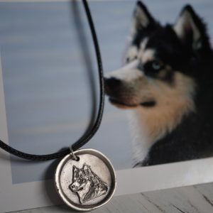 Personalized Pet Face Sculpted Pendant, 999 Pure Silver, Antiqued Finish